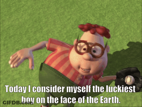 Cartoon Saying I Consider Myself The Luckiest Boy GIF