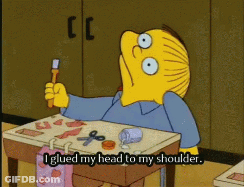 Cartoon Saying I Glued My Head GIF