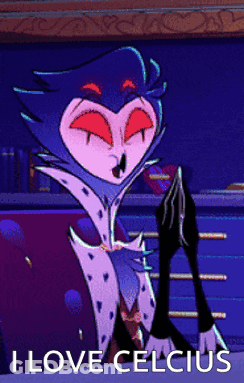 Cartoon Saying I Love Celcius In Dark Room GIF