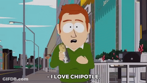 Cartoon Saying I Love Chipotle GIF