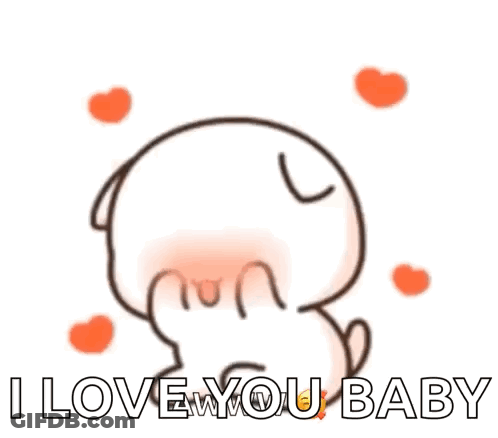 Cartoon Saying I Love You Baby With Hearts GIF