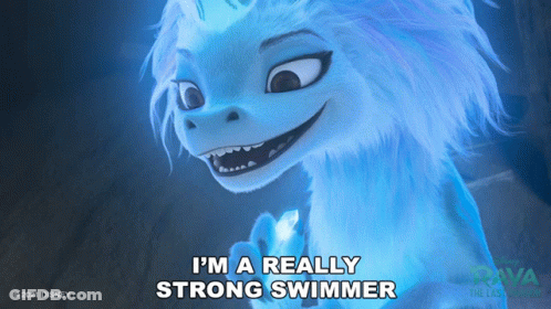 Cartoon Saying I'm A Really Strong Swimmer GIF