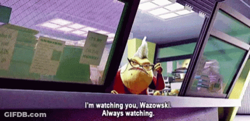 Cartoon Saying I'm Watching You Wazowski GIF