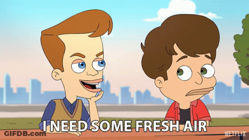 Cartoon Saying I Need Some Fresh Air GIF