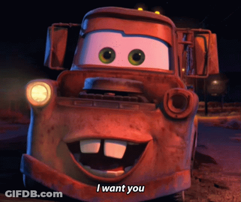 Cartoon Saying I Want You In Front Of Car GIF