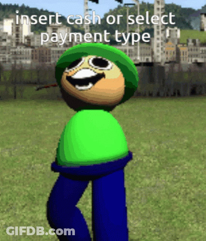 Cartoon Saying Insert Cash Or Select Payment Type GIF