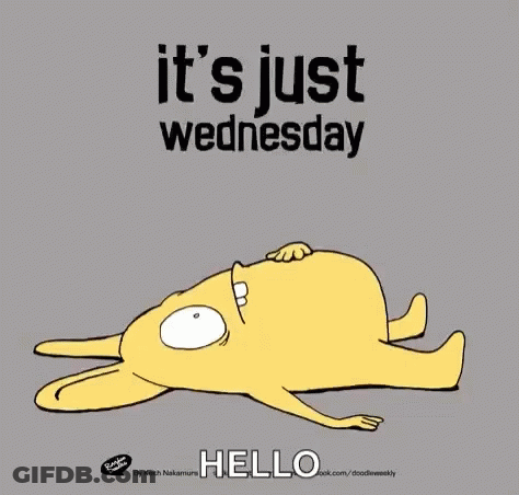 Cartoon Saying It's Just Wednesday Yellow Monster GIF