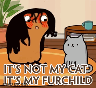 Cartoon Saying It's Not My Cat It's My Furchild GIF