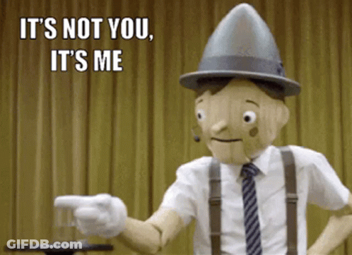 Cartoon Saying It's Not You It's Me While Pointing GIF