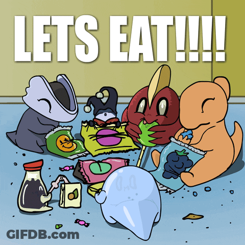 Cartoon Saying Let's Eat Candy GIF