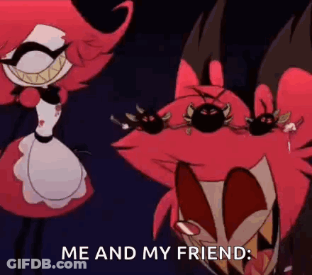 Cartoon Saying Me And My Friend Standing Next To Another GIF