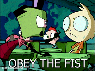 Cartoon Saying Obey The Fist GIF