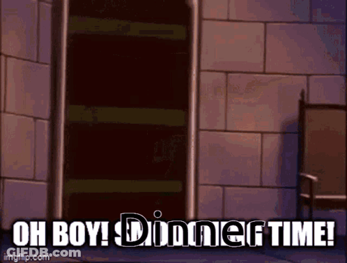 Cartoon Saying Oh Boy! Dinner Time GIF