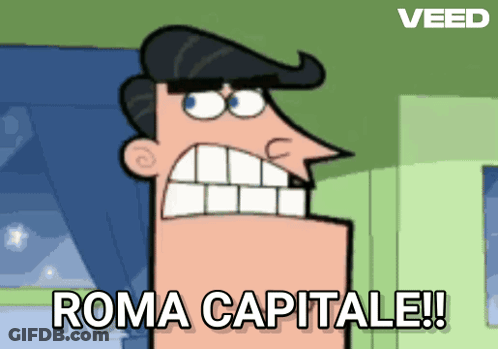 Cartoon Saying Roma Capitale On Green Background GIF