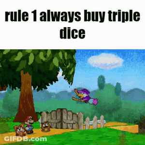 Cartoon Saying Rule 1 Always Buy Triple Dice GIF