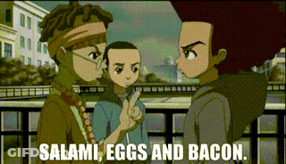 Cartoon Saying Salami Eggs And Bacon GIF