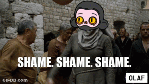 Cartoon Saying Shame Shame Shame To Group GIF