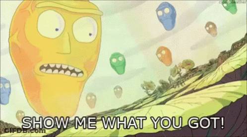 Cartoon Saying Show Me What You Got With Skulls GIF