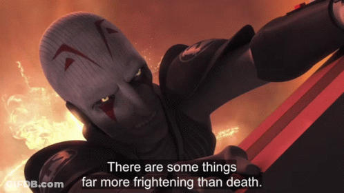 Cartoon Saying There Are Some Things Far More Frightening Than Death GIF