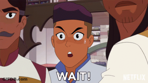 Cartoon Saying Wait In Front Of Group Of Men GIF