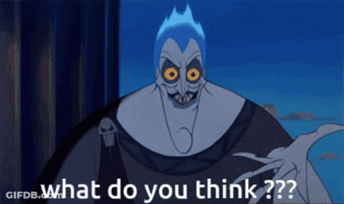 Cartoon Saying What Do You Think On Blue Background GIF