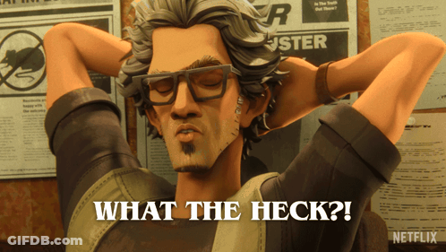 Cartoon Saying What The Heck In Front Of Poster GIF