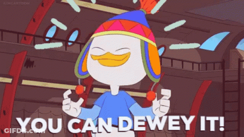 Cartoon Saying You Can Dewey It Holding Two Lollipops GIF