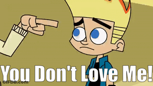 Cartoon Saying You Don't Love Me With Pointing Hand GIF