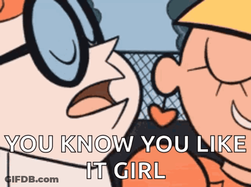 Cartoon Saying You Know You Like It Girl While Kissing GIF