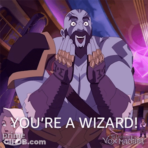 Cartoon Saying You're A Wizard Hands To Face GIF
