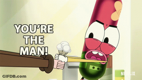 Cartoon Saying Youre The Man Holding Bottle GIF