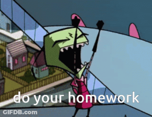 Cartoon Says Do Your Homework GIF