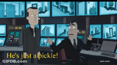 Cartoon Says He's Just A Pickle On The Bottom GIF