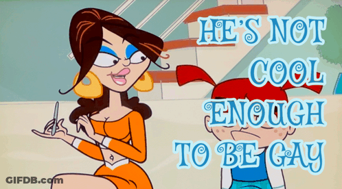 Cartoon Says He's Not Cool Enough To Be Gay In Blue GIF