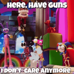 Cartoon Says Here Have Guns I Dont Care Anymore GIF