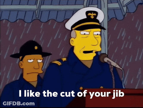 Cartoon Says I Like The Cut Of Your Jib In Front Of Microphone GIF
