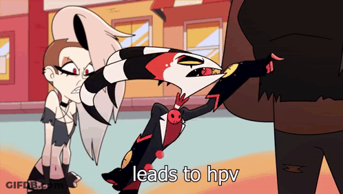 Cartoon Says Leads To HPV Next To Woman GIF
