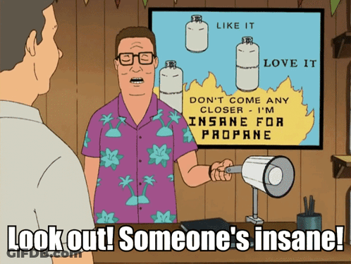 Cartoon Says Look Out Someone's Insane Man With Megaphone GIF