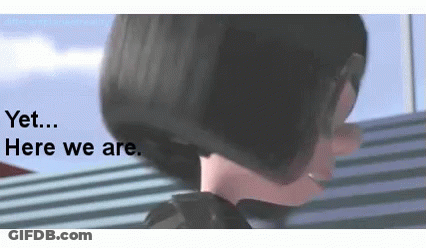 Cartoon Says Yet Here We Are GIF