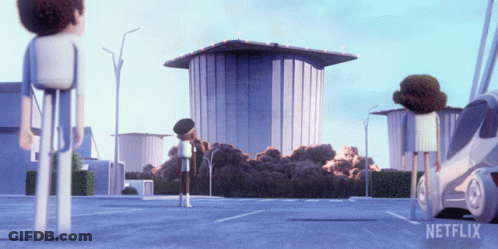 Cartoon Scene From Netflix Car And Building GIF