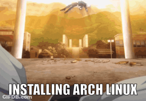 Cartoon Scene Installing Arch Linux GIF