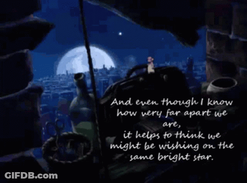 Cartoon Scene Saying And Even Though I Know How Very Far Apart We Are It Helps To Think We Might Be Wishing On GIF
