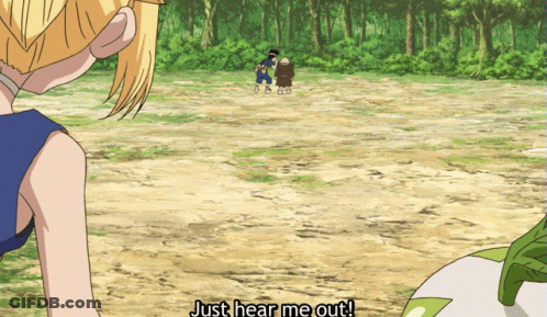 Cartoon Scene Saying Just Hear Me Out GIF