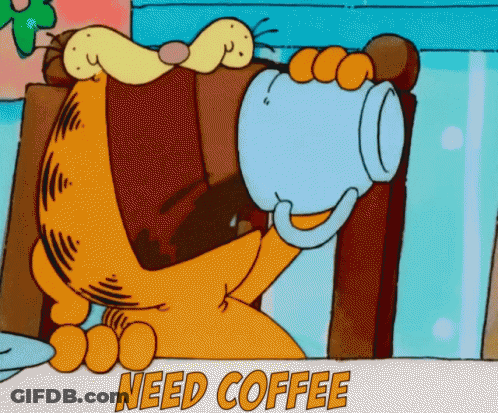 Cartoon Seagull Standing On Post Saying Coffee Please GIF