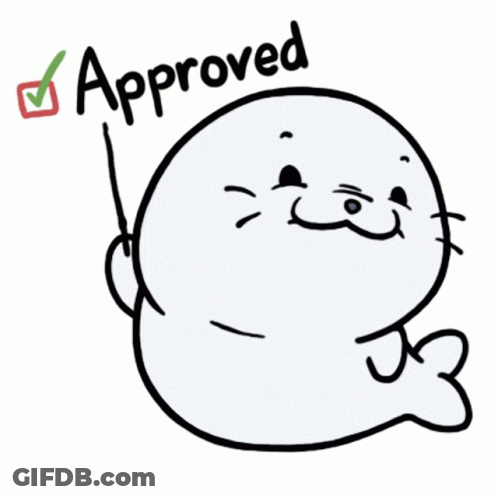 Cartoon Seal Holding Wand Says Approved GIF