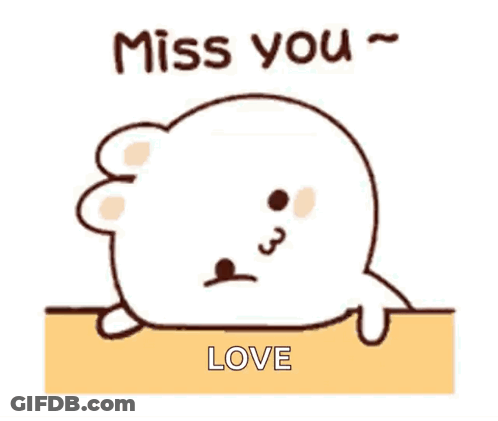 Cartoon Seal Laying On Table Saying Miss You Love GIF
