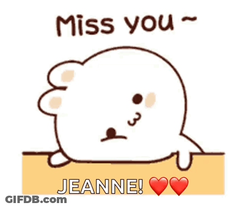 Cartoon Seal Saying Miss You Jeanne Two Hearts GIF