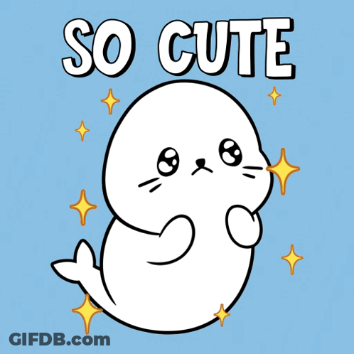 Cartoon Seal Saying So Cute GIF