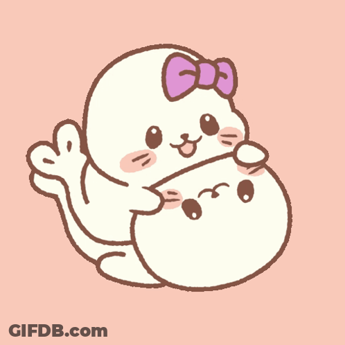 Cartoon Seal With Purple Bow GIF