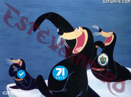 Cartoon Seals With Number 71 On Chest GIF